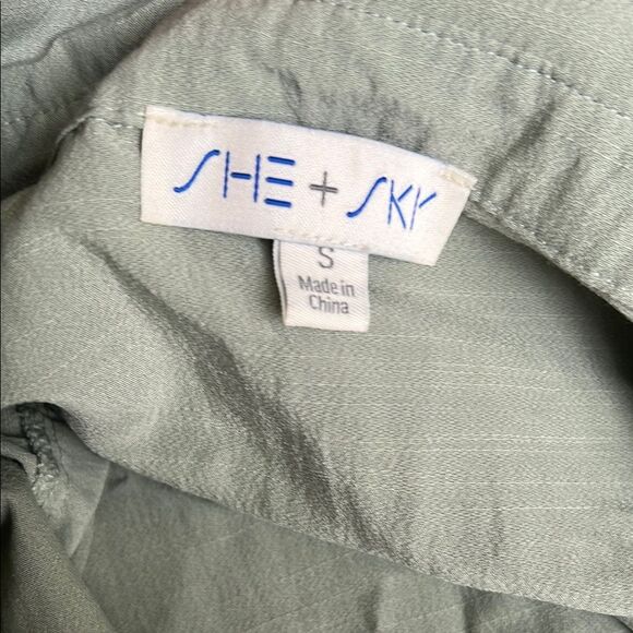 She + Sky Sage Green Button-Up Romper - Picture 6 of 6